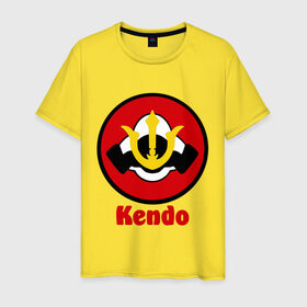 Мужская футболка хлопок с принтом Кендо эмблема , 100% хлопок | прямой крой, круглый вырез горловины, длина до линии бедер, слегка спущенное плечо. | Тематика изображения на принте: kendo | russia | борьба | восточные | единоборства | самурайский | спорт | фехтование