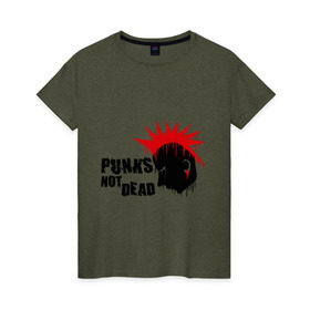 Женская футболка хлопок с принтом Punks not dead (1) , 100% хлопок | прямой крой, круглый вырез горловины, длина до линии бедер, слегка спущенное плечо | punks | панк | панк не умрет | стиль панк
