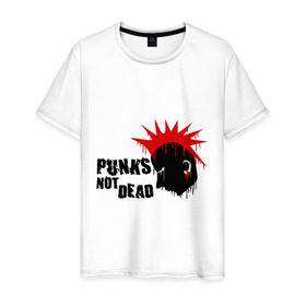 Мужская футболка хлопок с принтом Punks not dead (1) , 100% хлопок | прямой крой, круглый вырез горловины, длина до линии бедер, слегка спущенное плечо. | punks | панк | панк не умрет | стиль панк