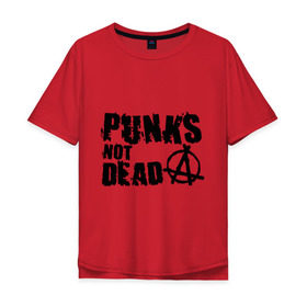 Мужская футболка хлопок Oversize с принтом Punks not dead (2) , 100% хлопок | свободный крой, круглый ворот, “спинка” длиннее передней части | Тематика изображения на принте: punks | анархия | панк | панк не умрет | стиль панк