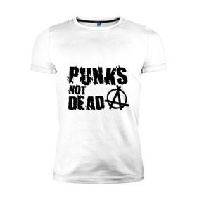 Мужская футболка премиум с принтом Punks not dead (2) , 92% хлопок, 8% лайкра | приталенный силуэт, круглый вырез ворота, длина до линии бедра, короткий рукав | Тематика изображения на принте: punks | анархия | панк | панк не умрет | стиль панк