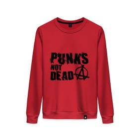 Женский свитшот хлопок с принтом Punks not dead (2) , 100% хлопок | прямой крой, круглый вырез, на манжетах и по низу широкая трикотажная резинка  | punks | анархия | панк | панк не умрет | стиль панк