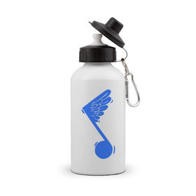 Бутылка спортивная с принтом Крылатая нота , металл | емкость — 500 мл, в комплекте две пластиковые крышки и карабин для крепления | крылья