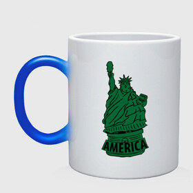 Кружка хамелеон с принтом Америка (America) Толстая статуя свободы , керамика | меняет цвет при нагревании, емкость 330 мл | new york | жирная | лишний вес | нью йорк | толстуха