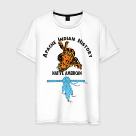 Мужская футболка хлопок с принтом Apache Indian History 2 , 100% хлопок | прямой крой, круглый вырез горловины, длина до линии бедер, слегка спущенное плечо. | apache | апачи | индеец | индейцы | коренные американцы | краснокожие
