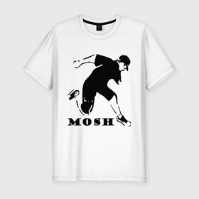 Мужская футболка премиум с принтом Mosh , 92% хлопок, 8% лайкра | приталенный силуэт, круглый вырез ворота, длина до линии бедра, короткий рукав | hardcore | mosh | мош | силуэт | хард