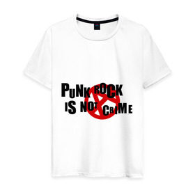 Мужская футболка хлопок с принтом PUNK ROCK IS NOT A CRIME , 100% хлопок | прямой крой, круглый вырез горловины, длина до линии бедер, слегка спущенное плечо. | is not a crime | punk | punk rock | rock | анархизм | анархия | знак анархии | панк | панк рок | панк рок это не криминал | рок