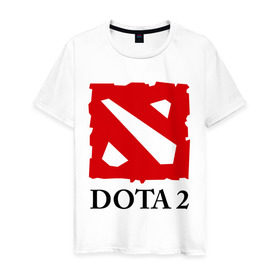 Мужская футболка хлопок с принтом Logo Dota 2 , 100% хлопок | прямой крой, круглый вырез горловины, длина до линии бедер, слегка спущенное плечо. | dota | dota 2 | media | дота | дота 2 | игры | компьютерные игры
