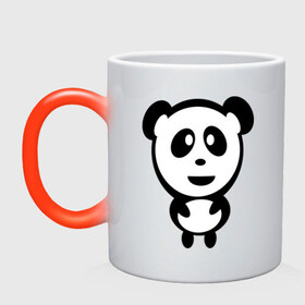 Кружка хамелеон с принтом Милая панда , керамика | меняет цвет при нагревании, емкость 330 мл | panda | животное | зверушка | зверь | медведь | медвежонок | мишка | мишутка