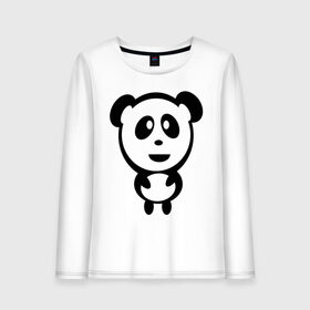 Женский лонгслив хлопок с принтом Милая панда , 100% хлопок |  | panda | животное | зверушка | зверь | медведь | медвежонок | мишка | мишутка