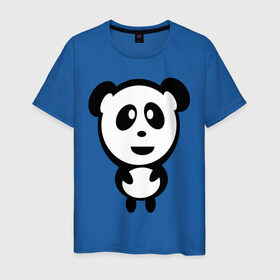 Мужская футболка хлопок с принтом Милая панда , 100% хлопок | прямой крой, круглый вырез горловины, длина до линии бедер, слегка спущенное плечо. | panda | животное | зверушка | зверь | медведь | медвежонок | мишка | мишутка