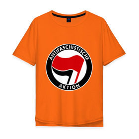 Мужская футболка хлопок Oversize с принтом Antifa (1) , 100% хлопок | свободный крой, круглый ворот, “спинка” длиннее передней части | antifa | антифа | антифашизм | антифашистское движение | знак антифа | против фашизма | фашизм