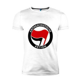 Мужская футболка премиум с принтом Antifa (1) , 92% хлопок, 8% лайкра | приталенный силуэт, круглый вырез ворота, длина до линии бедра, короткий рукав | antifa | антифа | антифашизм | антифашистское движение | знак антифа | против фашизма | фашизм
