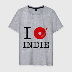 Мужская футболка хлопок с принтом I love Indie , 100% хлопок | прямой крой, круглый вырез горловины, длина до линии бедер, слегка спущенное плечо. | i love | i love indie | indie | винил | виниловая пластинка | люблю indie | я люблю | я люблю indie
