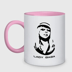 Кружка двухцветная с принтом Gaga , керамика | объем — 330 мл, диаметр — 80 мм. Цветная ручка и кайма сверху, в некоторых цветах — вся внутренняя часть | lady gaga | гага | леди gaga | леди гага | лицо леди gaga | лицо леди гага | образ леди гага
