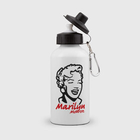Бутылка спортивная с принтом Marilyn Monroe (Мэрилин Монро) , металл | емкость — 500 мл, в комплекте две пластиковые крышки и карабин для крепления | 