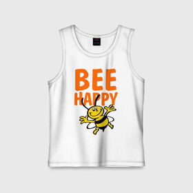 Детская майка хлопок с принтом BeeHappy ,  |  | веселая | насекомое | настроение | позитив | пчела | пчелка | счастливый | счастье | эмоции