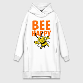 Платье-худи хлопок с принтом BeeHappy ,  |  | веселая | насекомое | настроение | позитив | пчела | пчелка | счастливый | счастье | эмоции