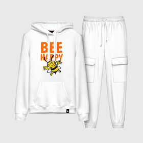 Женский костюм хлопок (с толстовкой) с принтом BeeHappy ,  |  | веселая | насекомое | настроение | позитив | пчела | пчелка | счастливый | счастье | эмоции