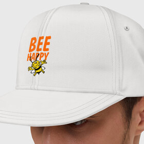 Кепка снепбек с прямым козырьком с принтом BeeHappy , хлопок 100% |  | веселая | насекомое | настроение | позитив | пчела | пчелка | счастливый | счастье | эмоции