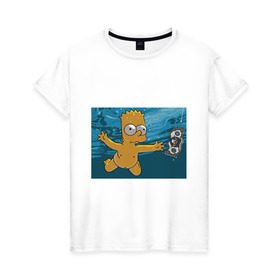 Женская футболка хлопок с принтом Nevermind (Simpsons) , 100% хлопок | прямой крой, круглый вырез горловины, длина до линии бедер, слегка спущенное плечо | nevermind | nevermind simpsons | nirvana | nirvana nevermind | rock | simpsons | нирвана | нирвана nevermind | нирвана симпсонс | ребенок | рок | символика nirvana | символика нирвана | симпсонс