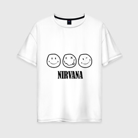 Женская футболка хлопок Oversize с принтом Nirvana(2) , 100% хлопок | свободный крой, круглый ворот, спущенный рукав, длина до линии бедер
 | nirvana | rock | нирвана | ребенок | рок | символика nirvana | символика нирвана