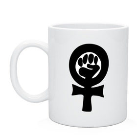 Кружка с принтом эмблема феминизма , керамика | объем — 330 мл, диаметр — 80 мм. Принт наносится на бока кружки, можно сделать два разных изображения | женщины | кулак | мужчины | отношения | феминистка