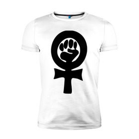 Мужская футболка премиум с принтом эмблема феминизма , 92% хлопок, 8% лайкра | приталенный силуэт, круглый вырез ворота, длина до линии бедра, короткий рукав | женщины | кулак | мужчины | отношения | феминистка