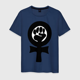 Мужская футболка хлопок с принтом эмблема феминизма , 100% хлопок | прямой крой, круглый вырез горловины, длина до линии бедер, слегка спущенное плечо. | женщины | кулак | мужчины | отношения | феминистка