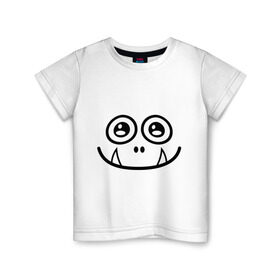 Детская футболка хлопок с принтом Добрый монстрик , 100% хлопок | круглый вырез горловины, полуприлегающий силуэт, длина до линии бедер | Тематика изображения на принте: глазастый | зубастик | зубы | монстр | рожица | чудик | чудовище