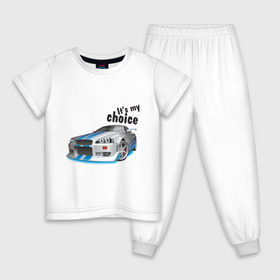 Детская пижама хлопок с принтом It\s my choice , 100% хлопок |  брюки и футболка прямого кроя, без карманов, на брюках мягкая резинка на поясе и по низу штанин
 | its my choice | nissan | skyline | автомобиль | автомобильный | для автомобилиста | скайлайн | это мой выбор