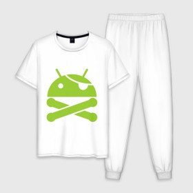 Мужская пижама хлопок с принтом Android super user , 100% хлопок | брюки и футболка прямого кроя, без карманов, на брюках мягкая резинка на поясе и по низу штанин
 | пират