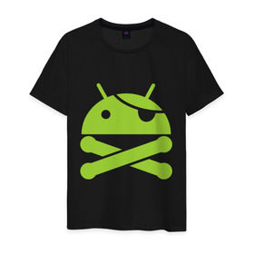 Мужская футболка хлопок с принтом Android super user , 100% хлопок | прямой крой, круглый вырез горловины, длина до линии бедер, слегка спущенное плечо. | пират