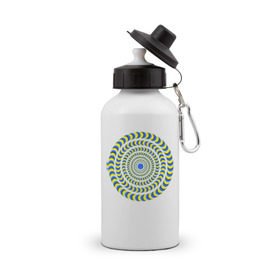 Бутылка спортивная с принтом Психоделика полноцвет , металл | емкость — 500 мл, в комплекте две пластиковые крышки и карабин для крепления | гипноз | гипнотические | круг | оптическая иллюзия