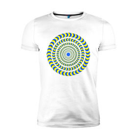 Мужская футболка премиум с принтом Психоделика полноцвет , 92% хлопок, 8% лайкра | приталенный силуэт, круглый вырез ворота, длина до линии бедра, короткий рукав | Тематика изображения на принте: гипноз | гипнотические | круг | оптическая иллюзия
