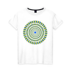 Женская футболка хлопок с принтом Психоделика полноцвет , 100% хлопок | прямой крой, круглый вырез горловины, длина до линии бедер, слегка спущенное плечо | гипноз | гипнотические | круг | оптическая иллюзия