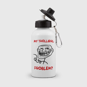 Бутылка спортивная с принтом Trollcouple (мужская) , металл | емкость — 500 мл, в комплекте две пластиковые крышки и карабин для крепления | face | my trollgirl | problem | troll | trollface | trollgirl | интернет  приколы | мем | мемы | мемы интернета | тролфейс | троль | трольгерл