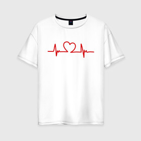 Женская футболка хлопок Oversize с принтом В ритме сердца , 100% хлопок | свободный крой, круглый ворот, спущенный рукав, длина до линии бедер
 | биение сердца | ритм сердца | сердечко | сердце