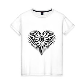Женская футболка хлопок с принтом тату-сердце6 , 100% хлопок | прямой крой, круглый вырез горловины, длина до линии бедер, слегка спущенное плечо | 