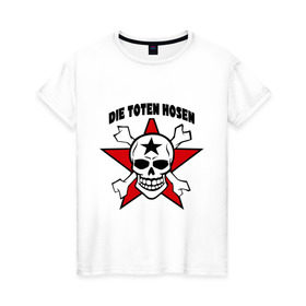 Женская футболка хлопок с принтом Die toten hosen (2) , 100% хлопок | прямой крой, круглый вырез горловины, длина до линии бедер, слегка спущенное плечо | heavy metal | metal | rock | trash metal | метал | рок | трэш метал | хеви метал | череп | черепок | черепушка