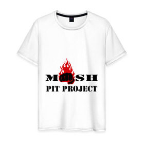 Мужская футболка хлопок с принтом Mosh pit project , 100% хлопок | прямой крой, круглый вырез горловины, длина до линии бедер, слегка спущенное плечо. | 