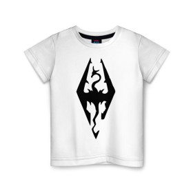 Детская футболка хлопок с принтом The Elder Scrolls V: Skyrim , 100% хлопок | круглый вырез горловины, полуприлегающий силуэт, длина до линии бедер | игры | компьютерная игра | скайрим