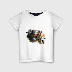 Детская футболка хлопок с принтом Довакин (Dovahkiin) The Elder Scrolls V: Skyrim , 100% хлопок | круглый вырез горловины, полуприлегающий силуэт, длина до линии бедер | Тематика изображения на принте: игры | компьютерная игра | скайрим