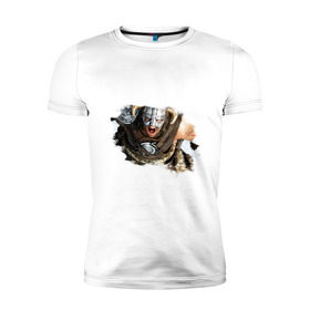 Мужская футболка премиум с принтом Довакин (Dovahkiin) The Elder Scrolls V: Skyrim , 92% хлопок, 8% лайкра | приталенный силуэт, круглый вырез ворота, длина до линии бедра, короткий рукав | игры | компьютерная игра | скайрим