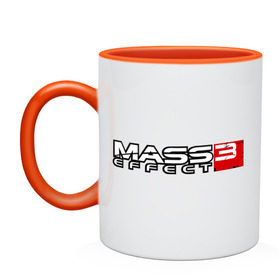 Кружка двухцветная с принтом Mass Effect 3 , керамика | объем — 330 мл, диаметр — 80 мм. Цветная ручка и кайма сверху, в некоторых цветах — вся внутренняя часть | игры | компьютерная игра