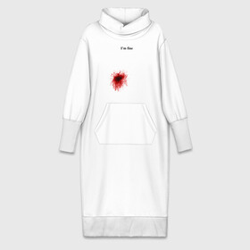 Платье удлиненное хлопок с принтом Im fine (Я в порядке) ,  |  | Тематика изображения на принте: im fine | кровь | рана | ранение | шрам | я в порядке