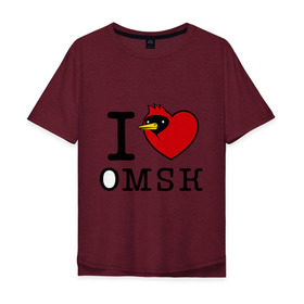 Мужская футболка хлопок Oversize с принтом I love Omsk (Я люблю Омск) , 100% хлопок | свободный крой, круглый ворот, “спинка” длиннее передней части | i love omsk | город | омич | омская птица | птица | я люблю омск