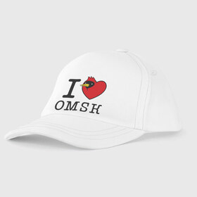 Детская бейсболка с принтом I love Omsk (Я люблю Омск) , 100% хлопок | классический козырек, металлическая застежка-регулятор размера | Тематика изображения на принте: i love omsk | город | омич | омская птица | птица | я люблю омск