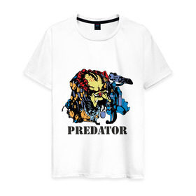 Мужская футболка хлопок с принтом Predator , 100% хлопок | прямой крой, круглый вырез горловины, длина до линии бедер, слегка спущенное плечо. | Тематика изображения на принте: хищник