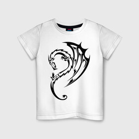 Детская футболка хлопок с принтом тату-дракон3 , 100% хлопок | круглый вырез горловины, полуприлегающий силуэт, длина до линии бедер | dragon | tatu | дракон | тату | черный дракон